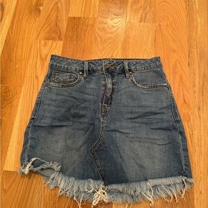 Blue Mini Skirt Casual Style